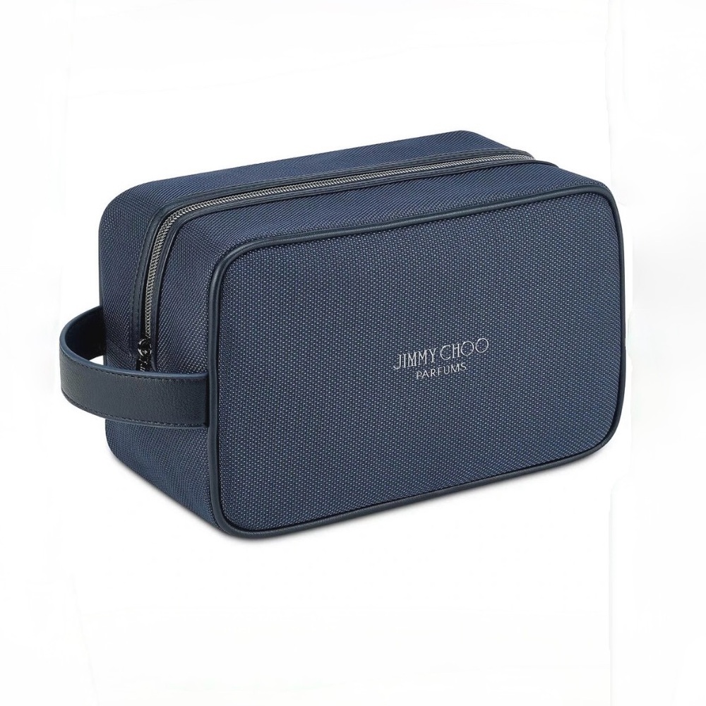 NEW Jimmy Choo Limited Edition Dark Navy Blue Travel Pouch Toiletry Bag Dopp Kit